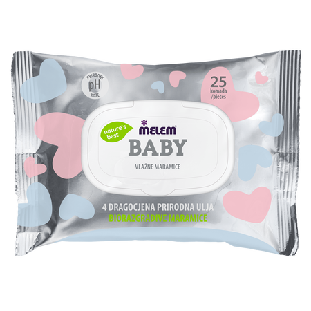 Baby Uljne maramice za njegu lica i tijela, 25 kom